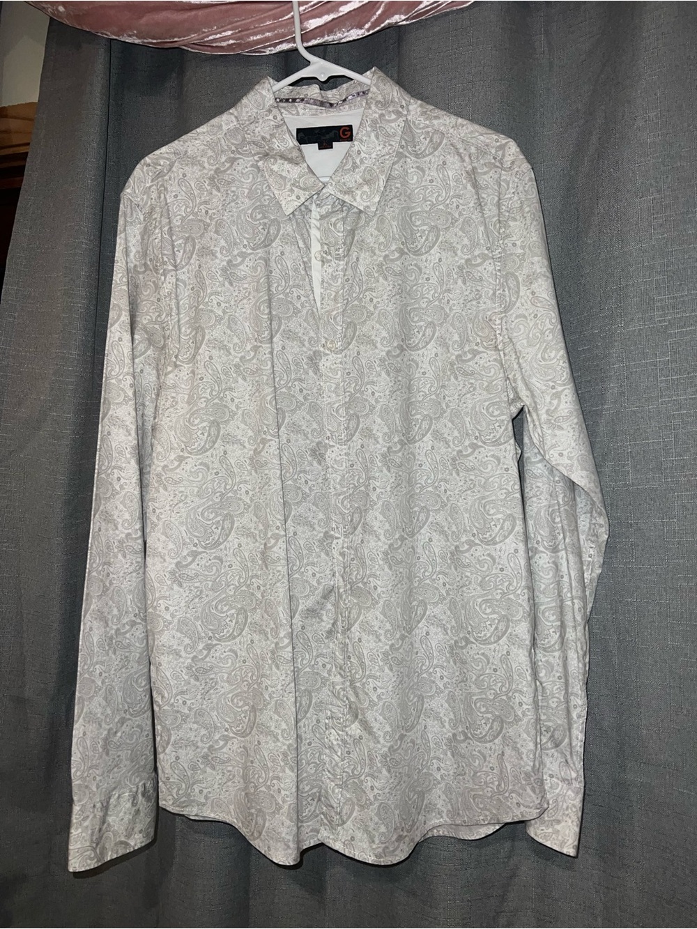 Men's Light Gray Paisley Dress Shirt -